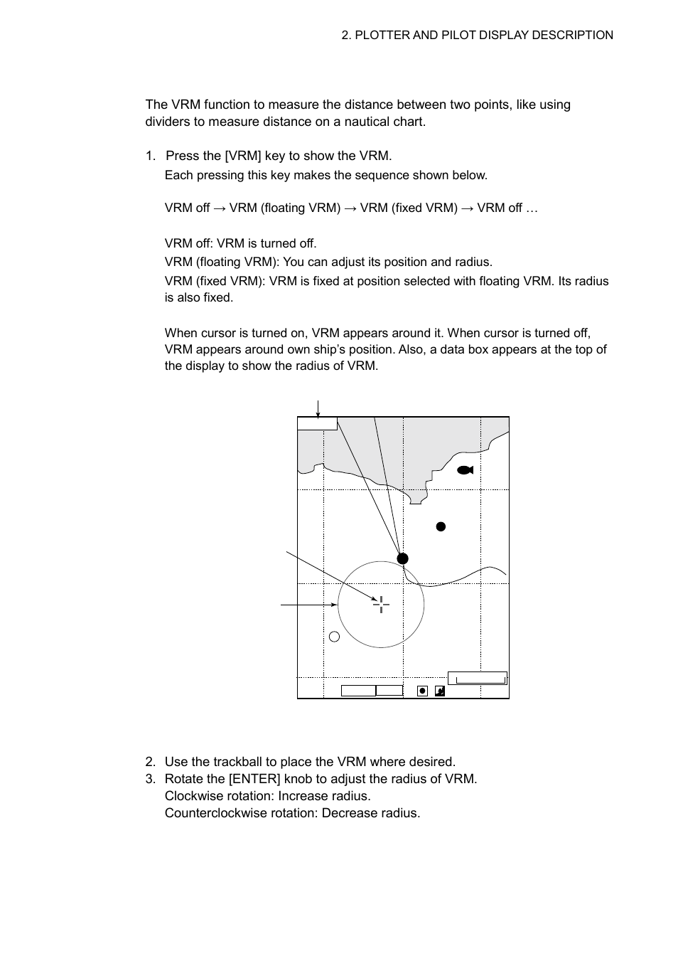 6 using the vrm (variable range marker) | Furuno GP-3500 User Manual | Page 39 / 192