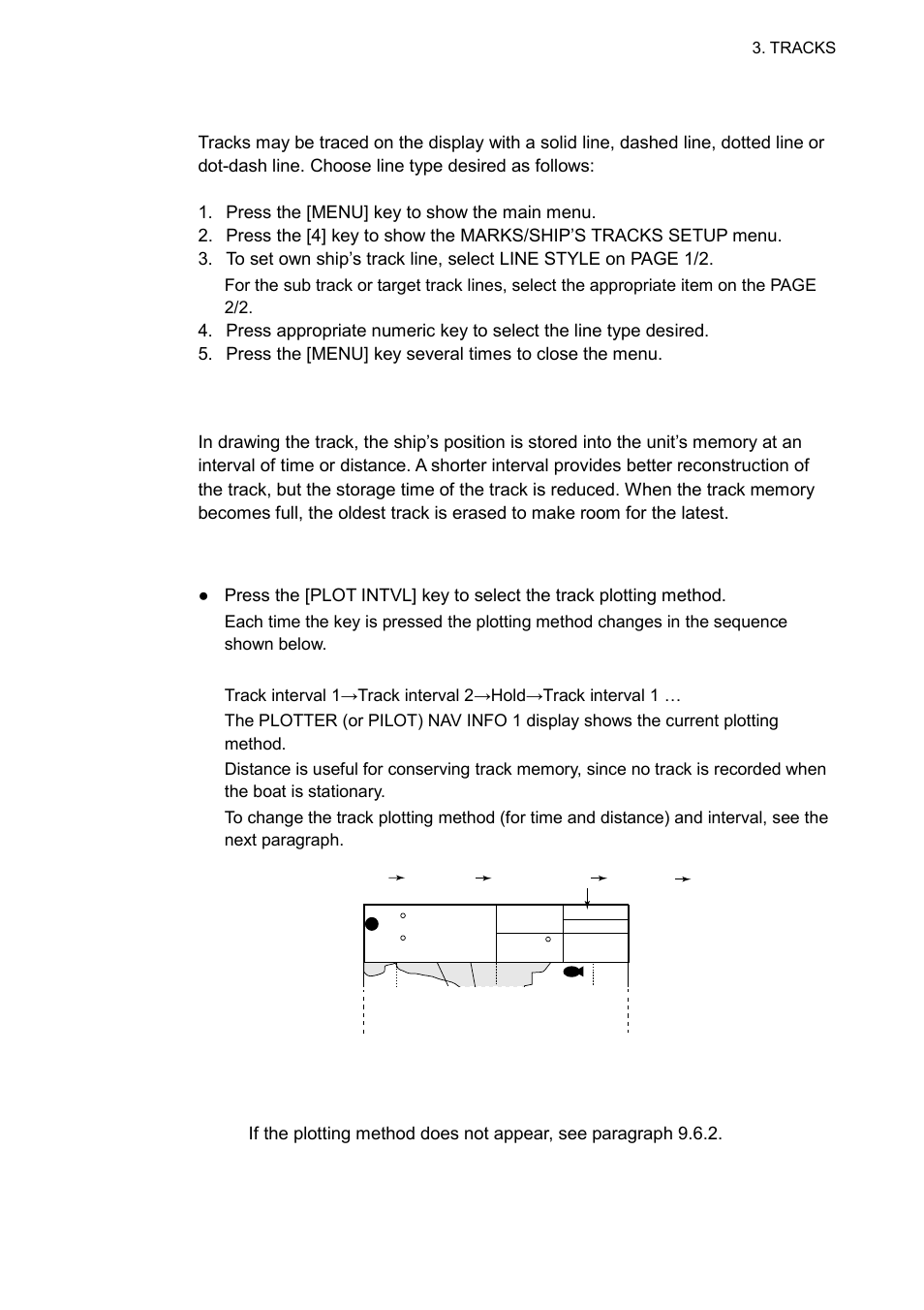 4 changing track line type, 5 track plotting method, interval | Furuno GP-3500 User Manual | Page 55 / 192