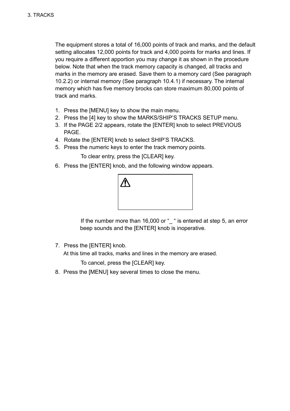 8 changing track memory capacity | Furuno GP-3500 User Manual | Page 62 / 192