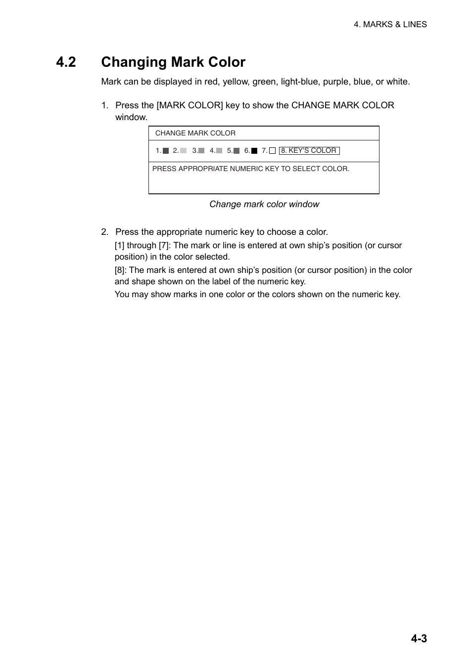 2 changing mark coloer, 2 changing mark color | Furuno GP-3500 User Manual | Page 65 / 192