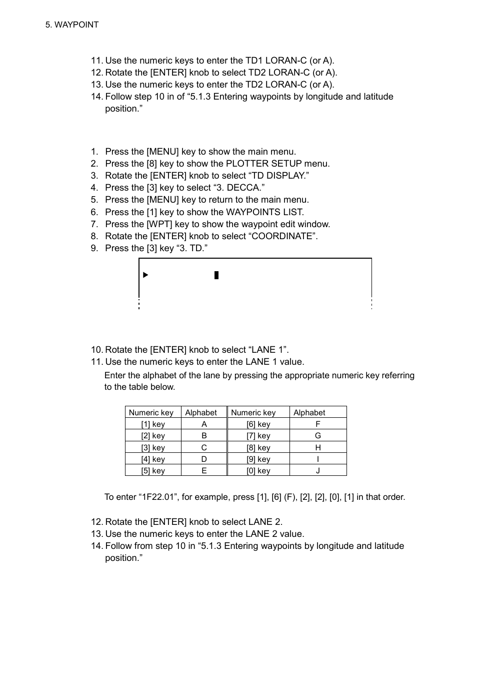 6 entering waypoints by decca lops | Furuno GP-3500 User Manual | Page 80 / 192