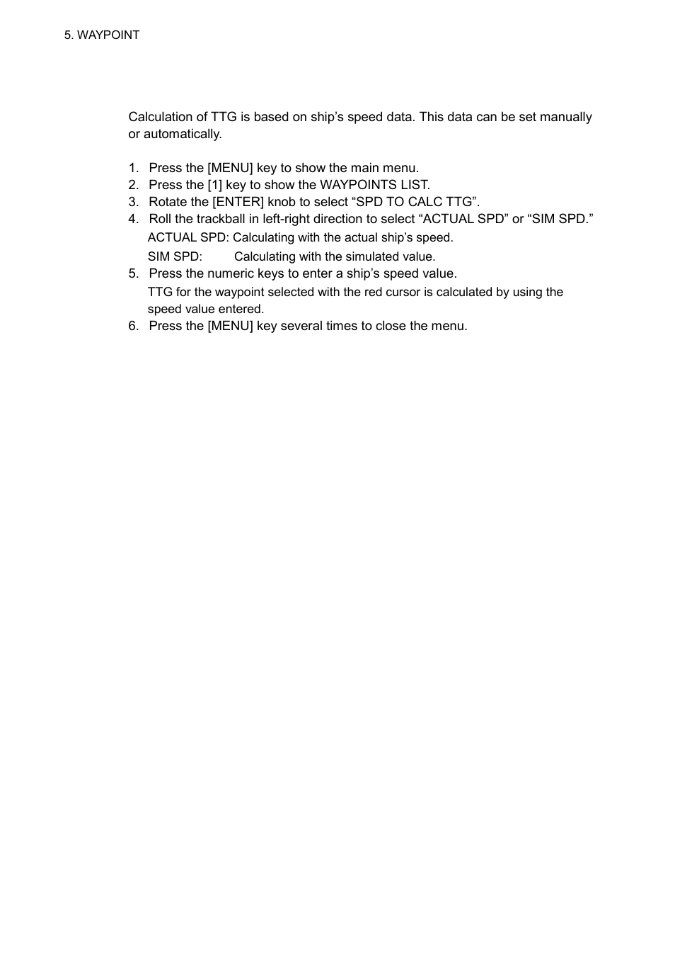 5 setting ship's speed for ttg, 5 setting ship’s speed for ttg | Furuno GP-3500 User Manual | Page 84 / 192