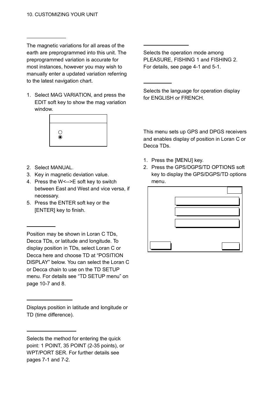 3 gps/dgps/td options menu | Furuno GP-1850WD User Manual | Page 64 / 98