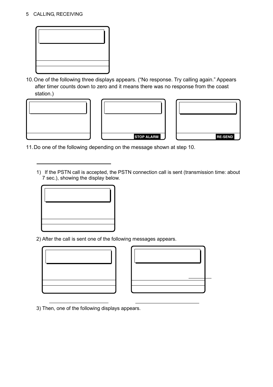 Pstn request call in progress, Pstn connection call in progress, Waiting for acknowledgement | Furuno FS-1570 User Manual | Page 102 / 215