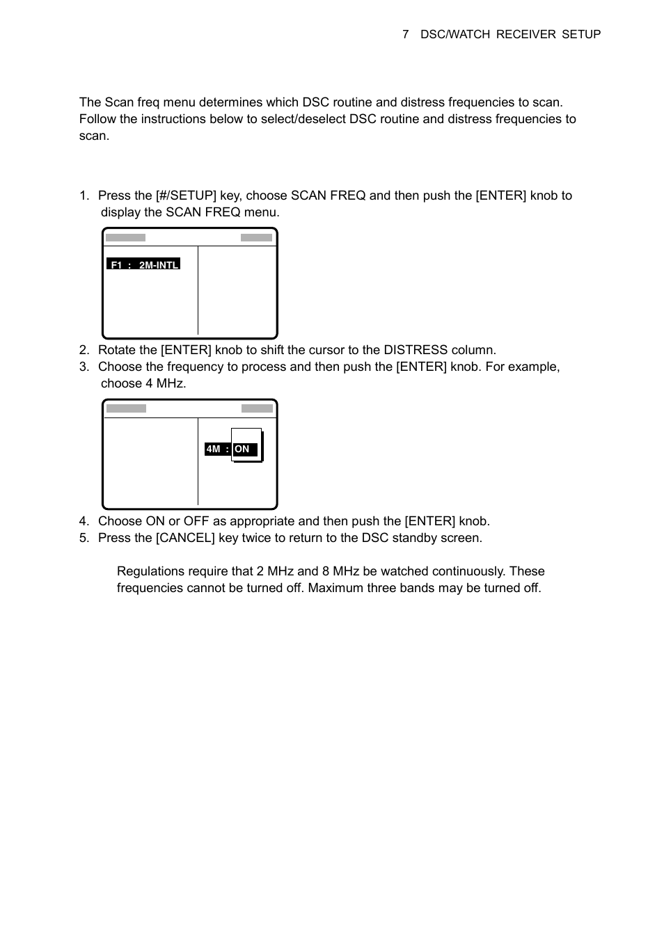 8 scan freq menu, 1 distress frequencies | Furuno FS-1570 User Manual | Page 125 / 215