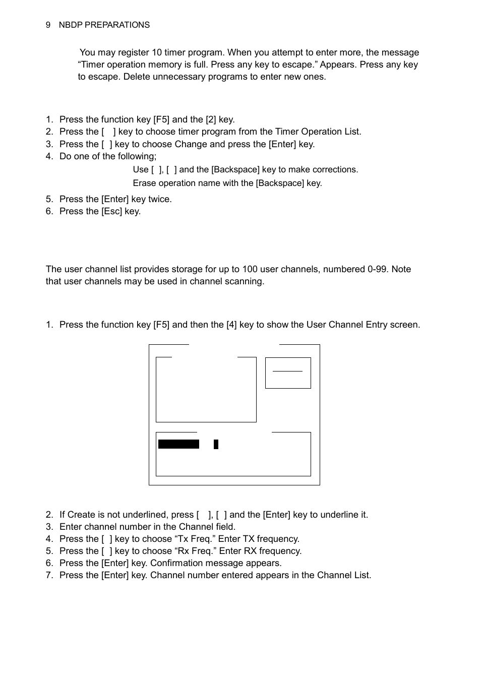 4 user channels, 2 editing/deleting timer programs, 1 registering user channels | Furuno FS-1570 User Manual | Page 144 / 215