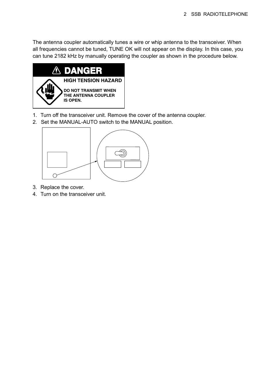 Danger, 5 in the event of antenna coupler failure | Furuno FS-1570 User Manual | Page 33 / 215