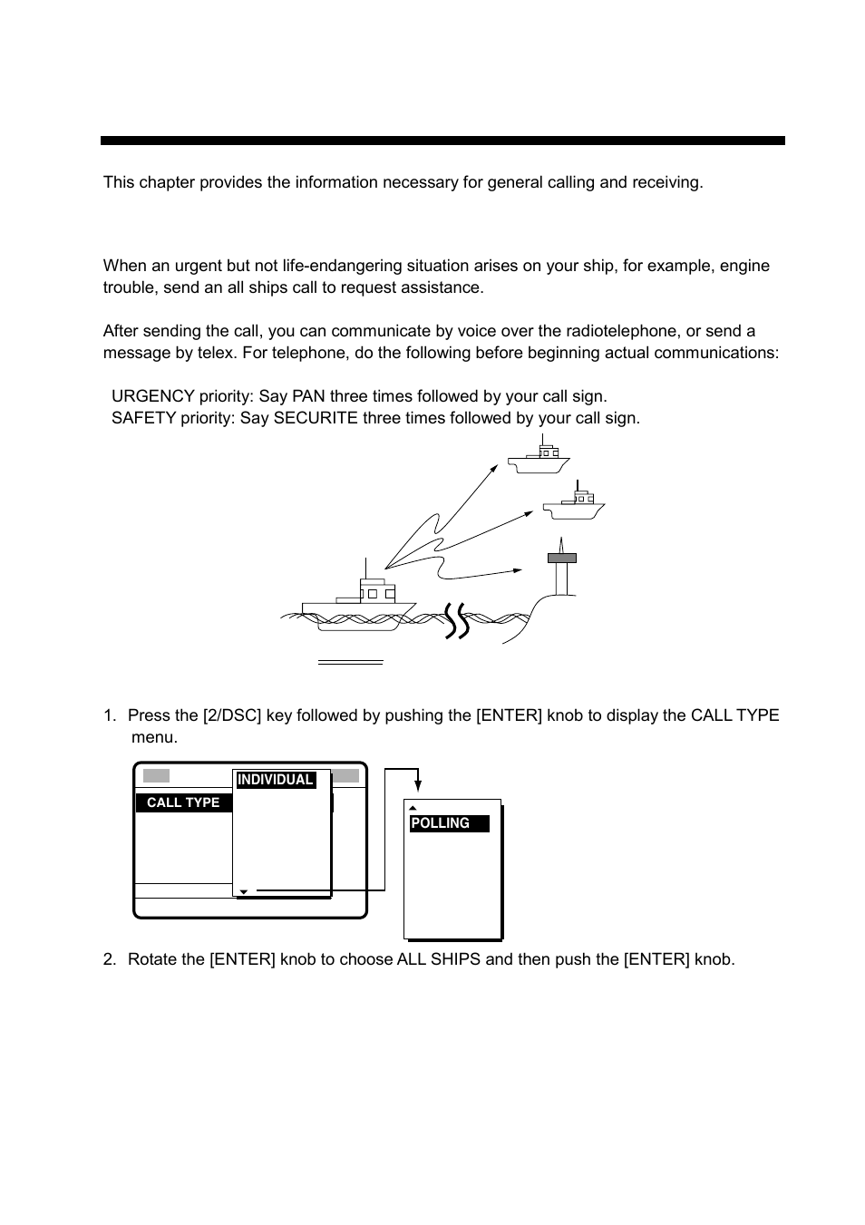 5 calling, receiving, 1 all ships call, 1 sending an all ships call | Furuno FS-1570 User Manual | Page 63 / 215