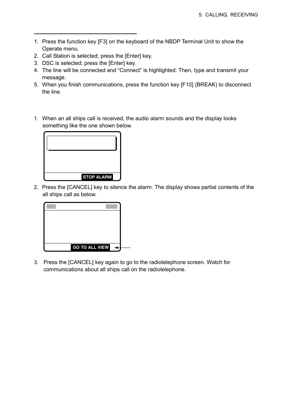 2 receiving an all ships call | Furuno FS-1570 User Manual | Page 65 / 215
