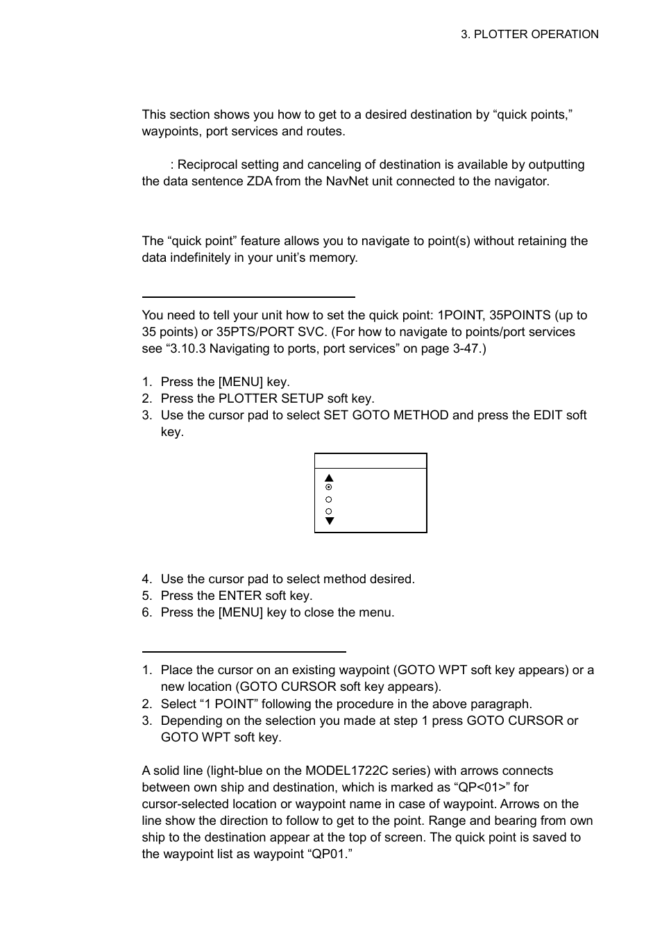 10 navigation, 1 navigating to a “quick point | Furuno 1732 User Manual | Page 127 / 252