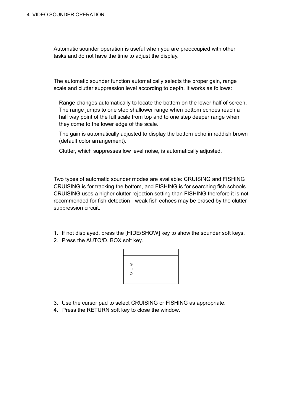 3 automatic sounder operation, 1 how the automatic sounder works, 2 types of automatic sounder modes | 3 how to enable automatic sounder operation | Furuno 1732 User Manual | Page 151 / 252