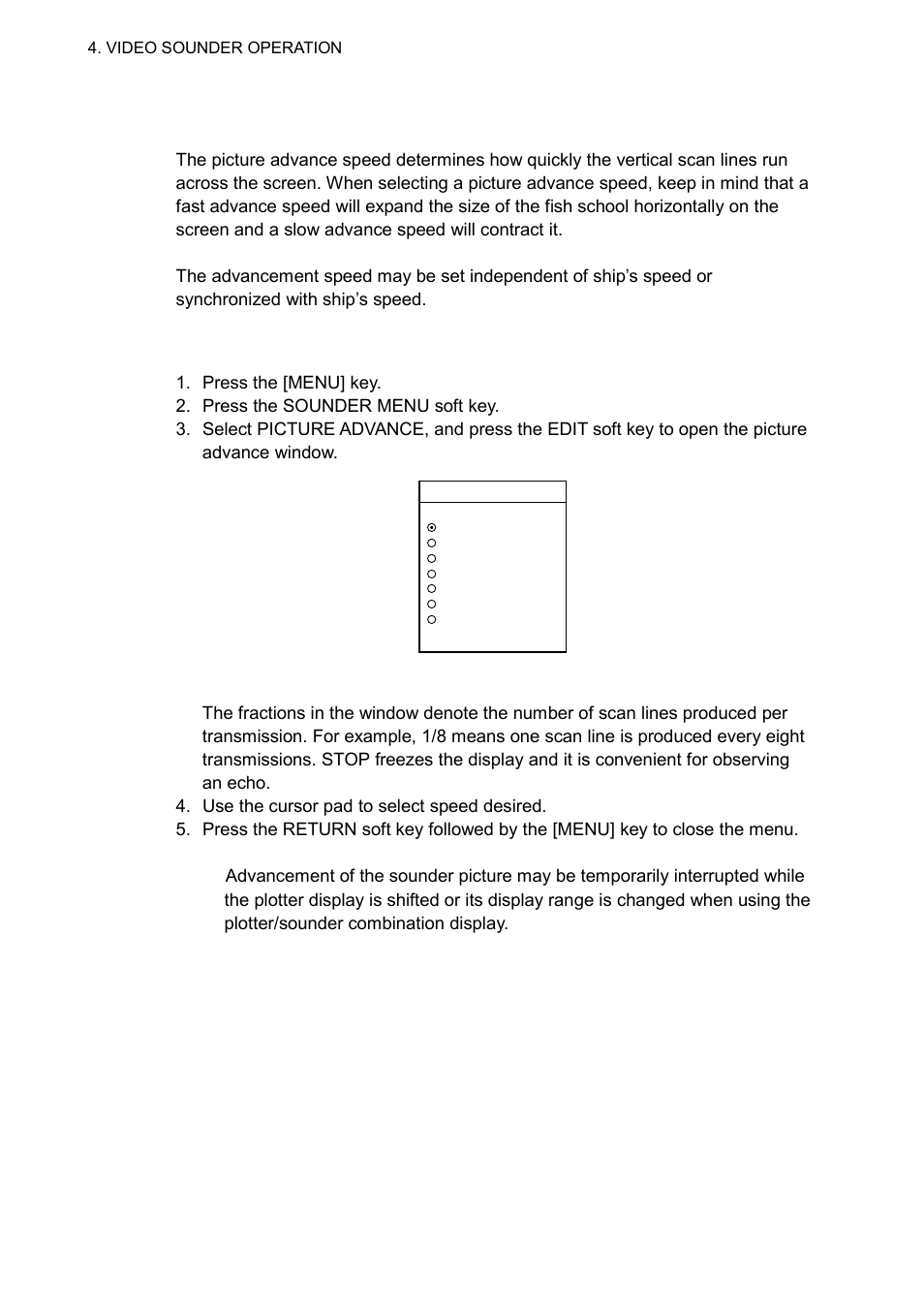 10 picture advance speed, 1 advancement independent of ship’s speed | Furuno 1732 User Manual | Page 159 / 252