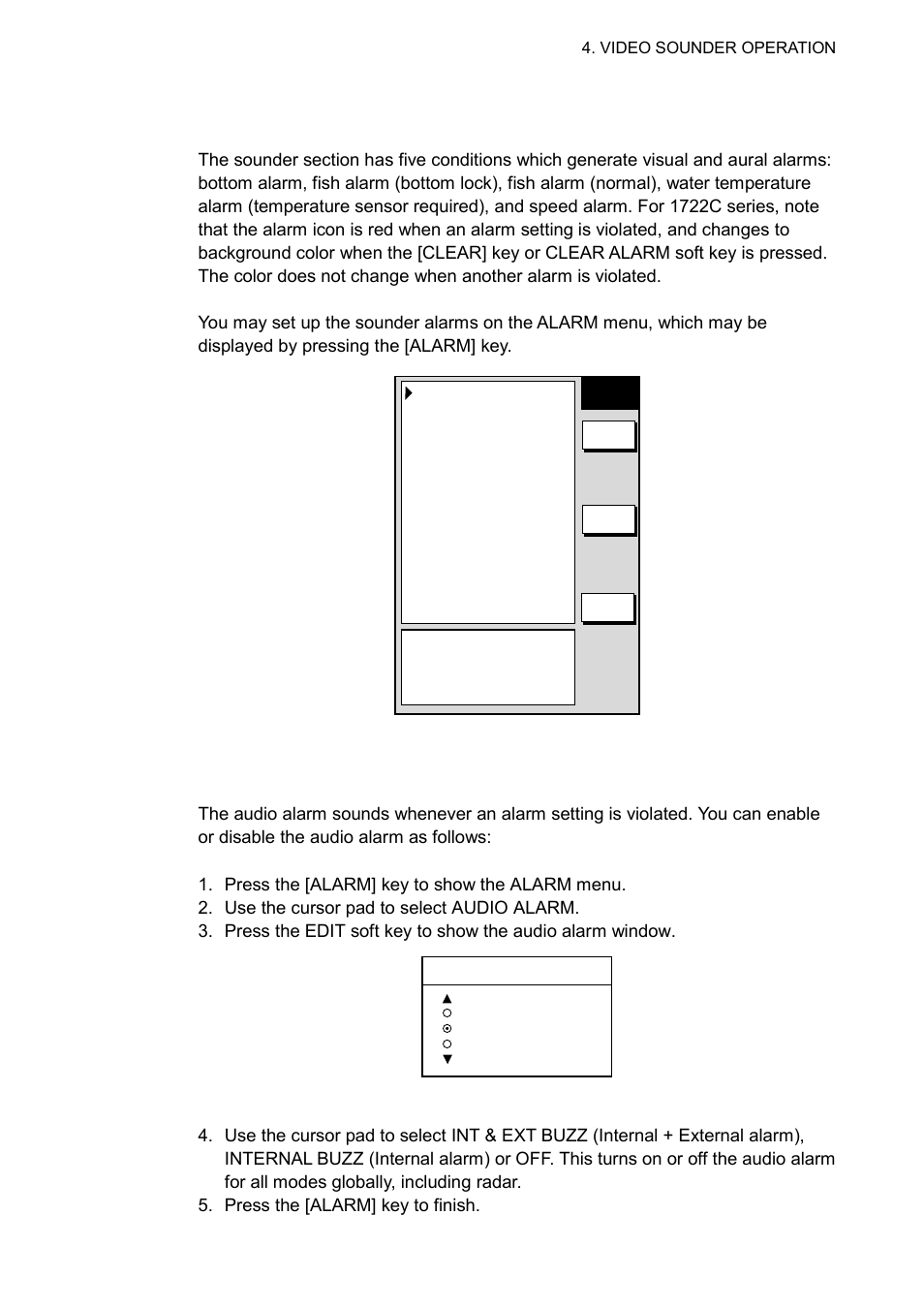 12 alarms, 1 audio alarm on/off | Furuno 1732 User Manual | Page 162 / 252