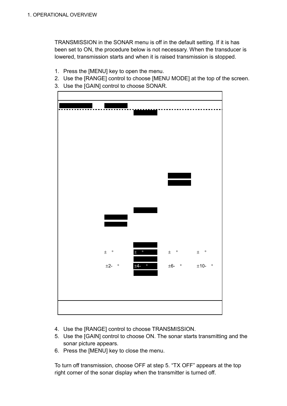 4 1.3.3 transmitting | Furuno CSH-5L/CSH-8L User Manual | Page 14 / 89