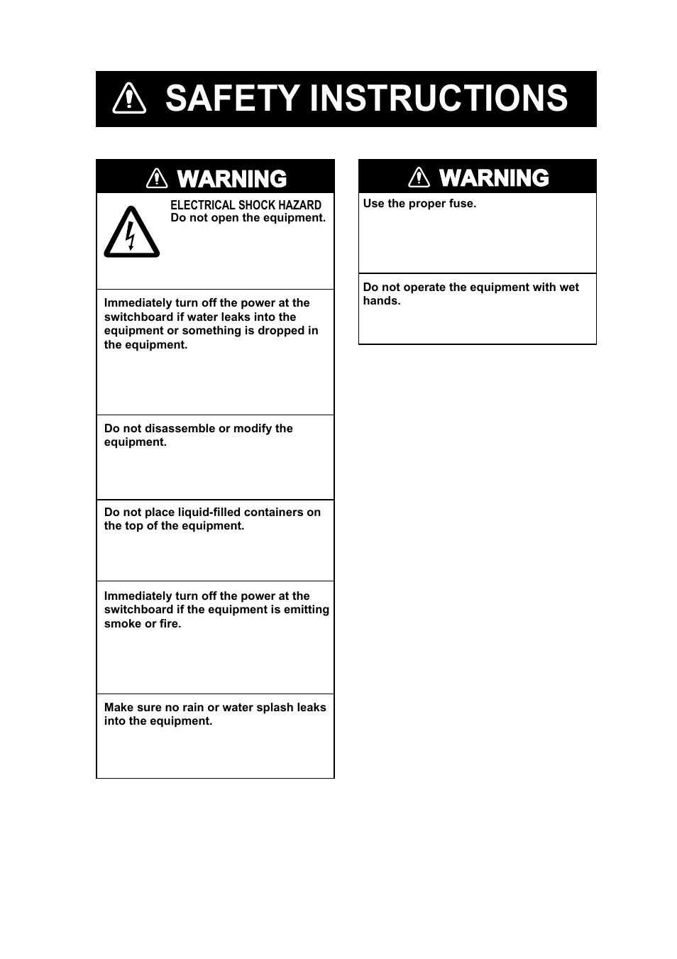 Safety instructions, Warning | Furuno CSH-5L/CSH-8L User Manual | Page 3 / 89