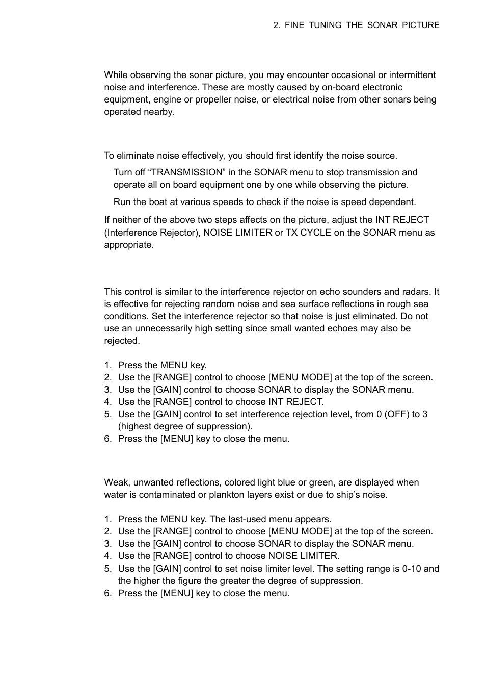 5 rejecting sonar interference and noise | Furuno CSH-5L/CSH-8L User Manual | Page 33 / 89