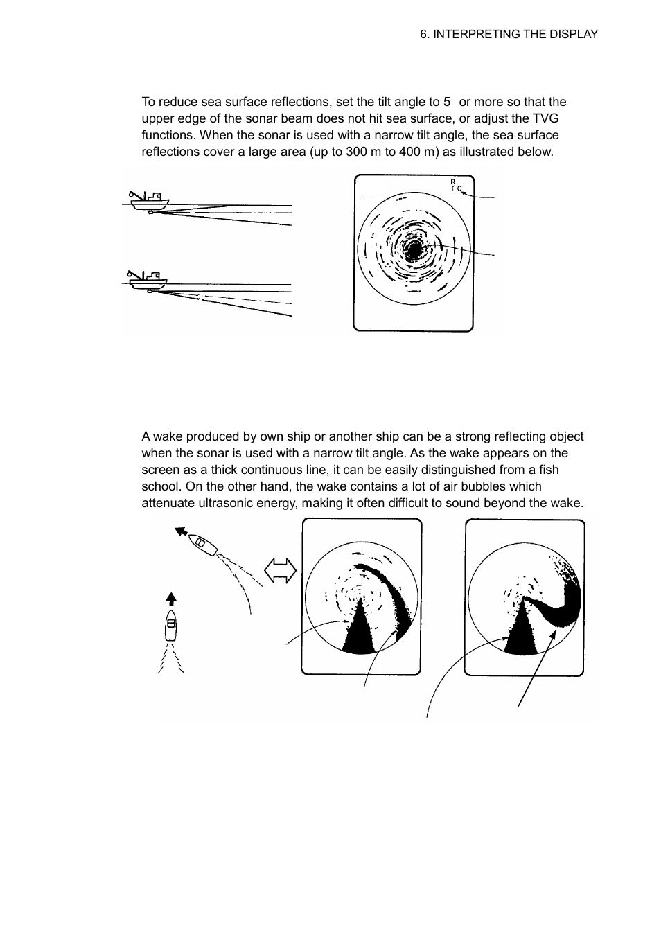 3 sea surface reflections, 4 wake | Furuno CSH-5L/CSH-8L User Manual | Page 65 / 89