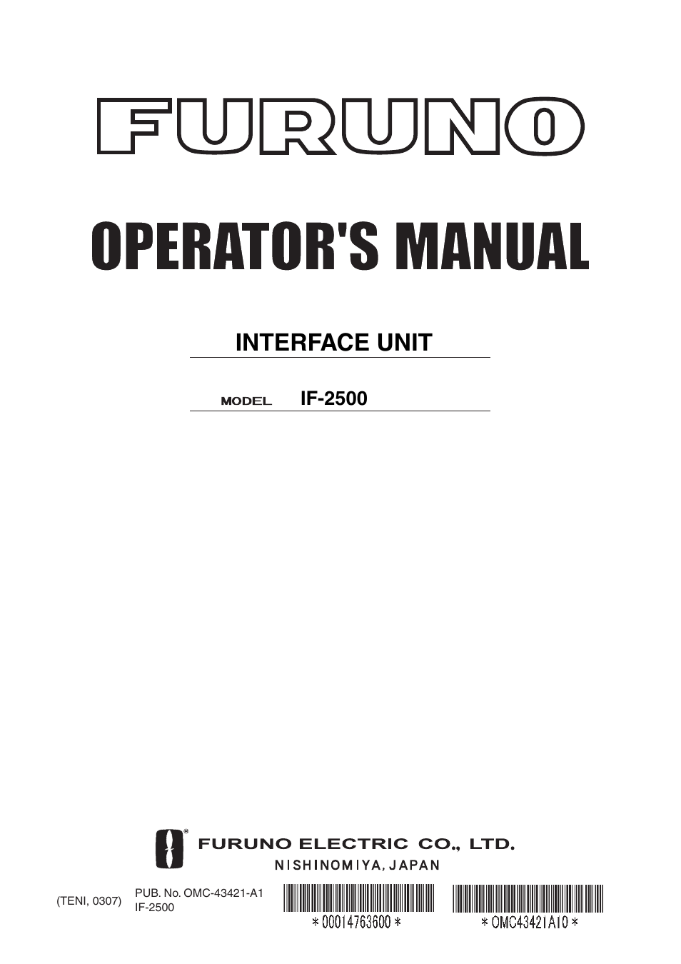 Furuno INTERFACE UNIT IF-2500 User Manual | 12 pages