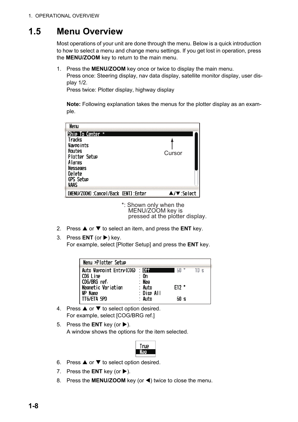 5menu overview, 5 menu overview | Furuno GP-33 User Manual | Page 18 / 98