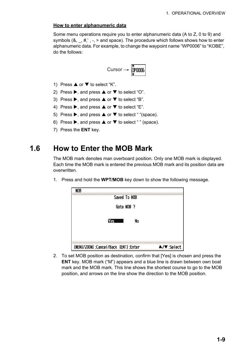 6how to enter the mob mark, 6 how to enter the mob mark | Furuno GP-33 User Manual | Page 19 / 98