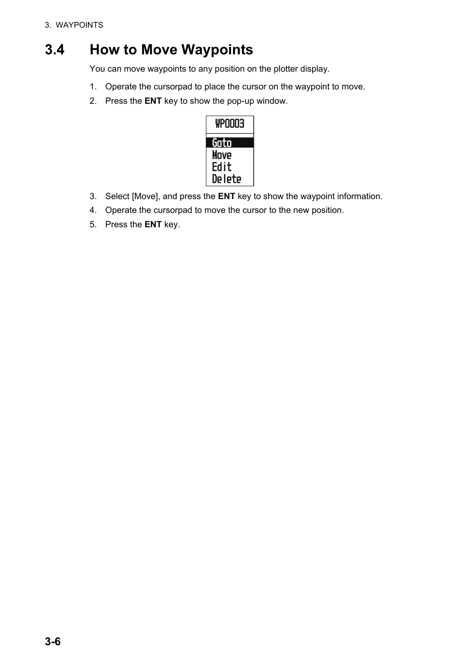 4how to move waypoints, 4 how to move waypoints | Furuno GP-33 User Manual | Page 32 / 98