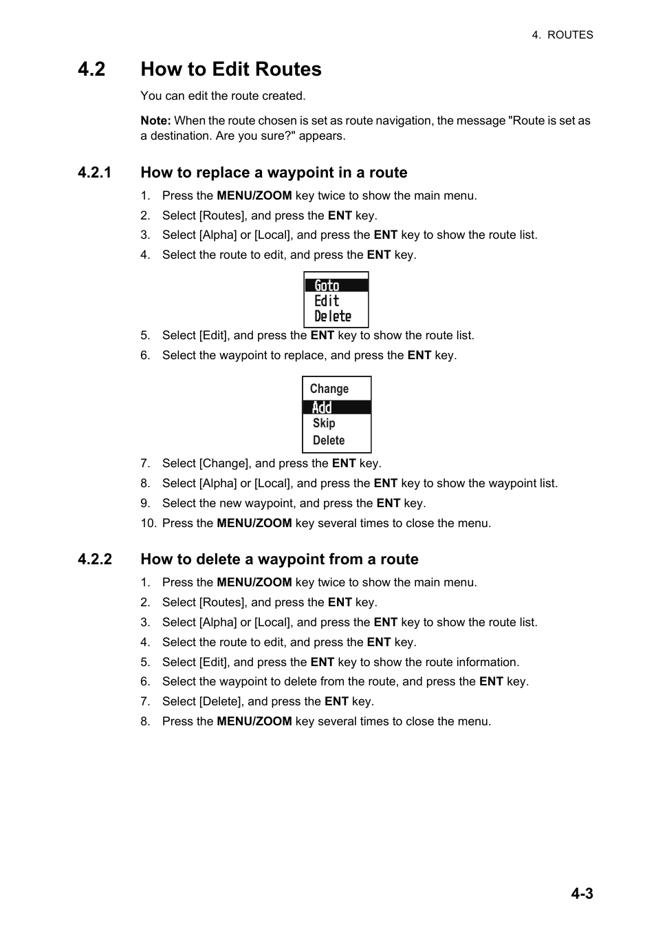 2how to edit routes, 2 how to edit routes | Furuno GP-33 User Manual | Page 37 / 98