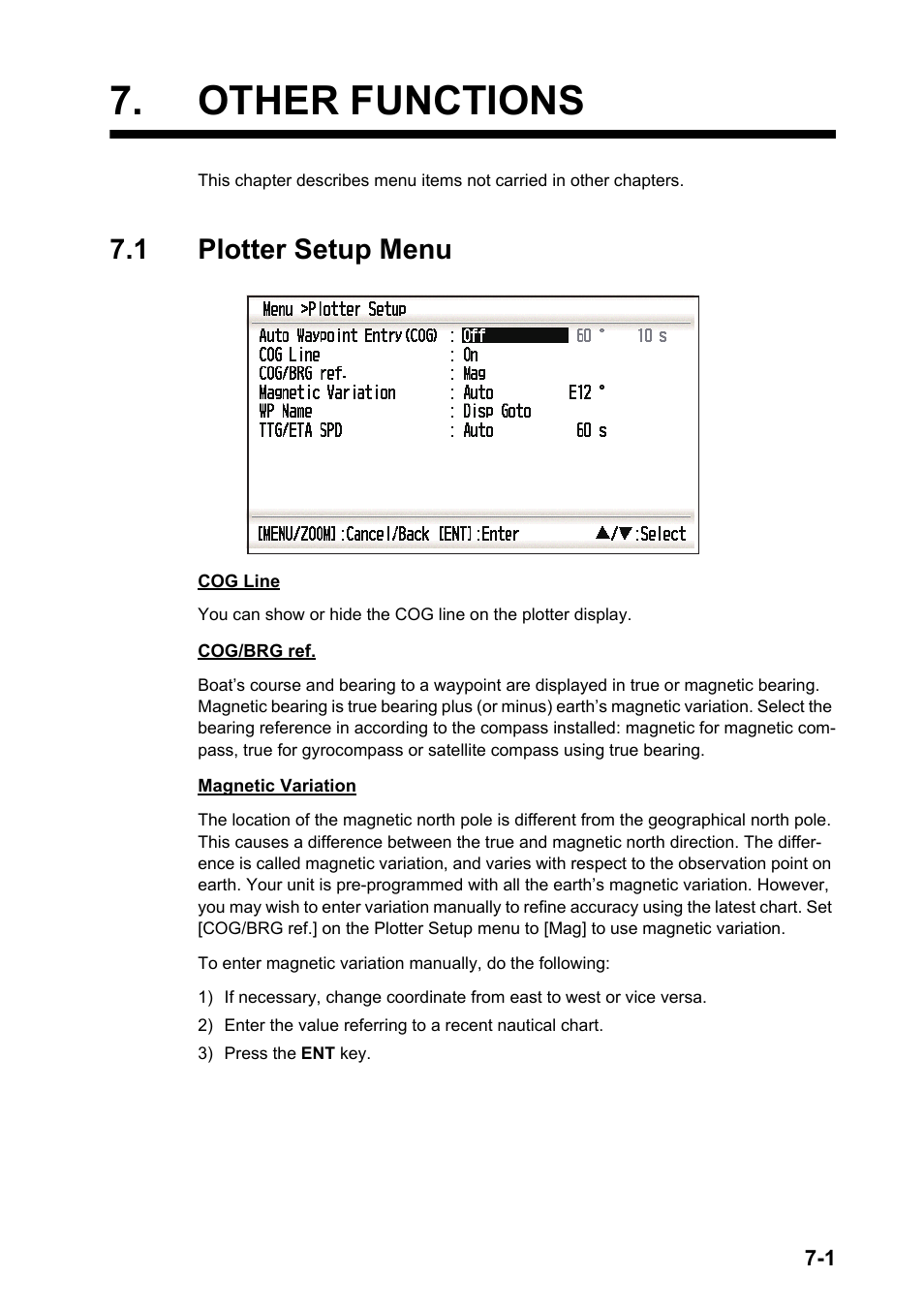 Other functions, 1plotter setup menu, 1 plotter setup menu | Furuno GP-33 User Manual | Page 51 / 98