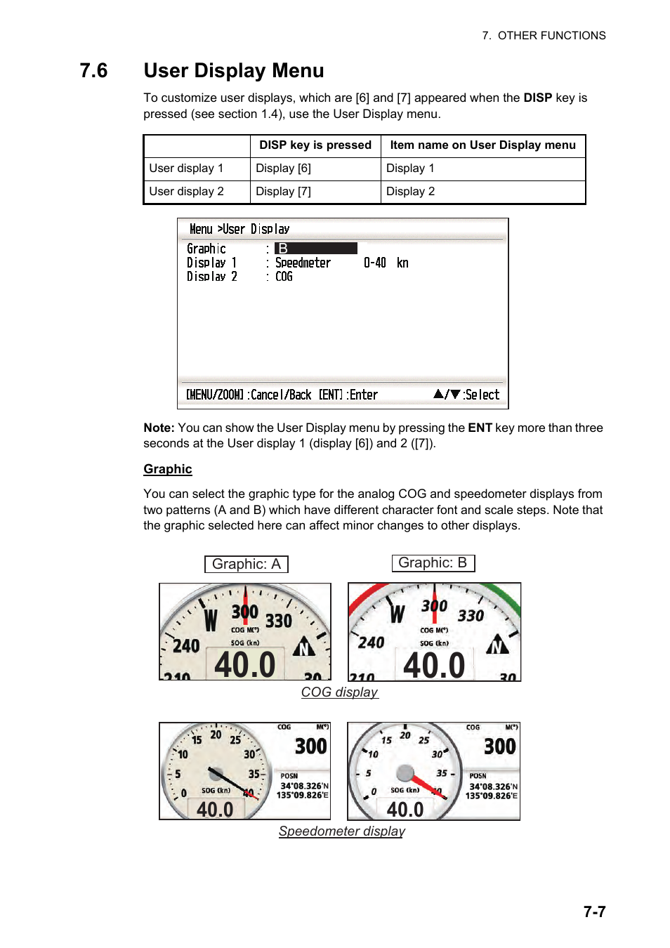 6user display menu, 6 user display menu | Furuno GP-33 User Manual | Page 57 / 98