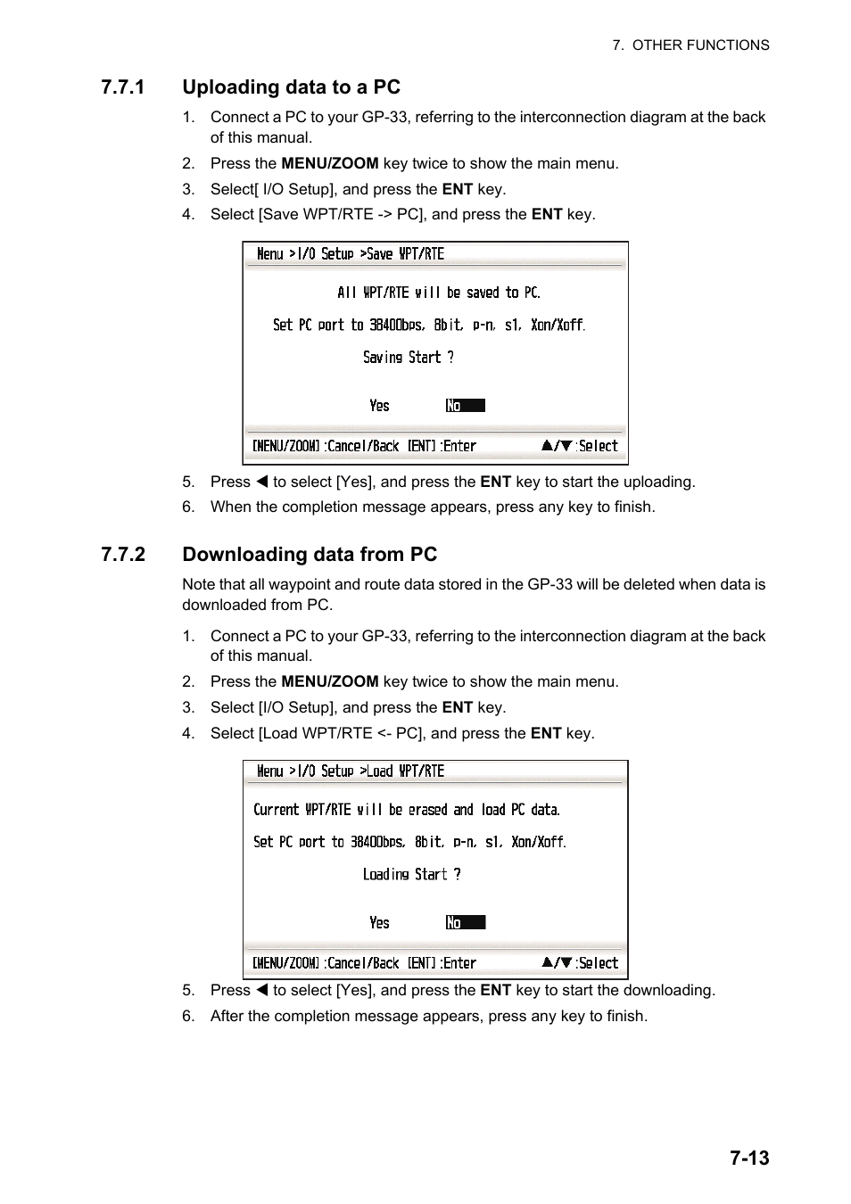 2 downloading data from pc | Furuno GP-33 User Manual | Page 63 / 98