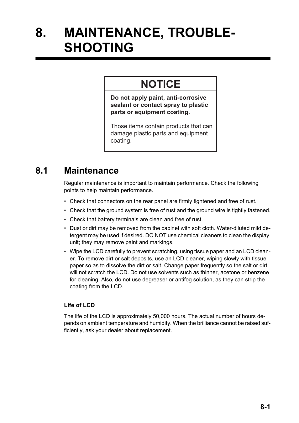 Maintenance, trouble-shooting, 1maintenance, Maintenance, trouble- shooting | Notice, 1 maintenance | Furuno GP-33 User Manual | Page 65 / 98