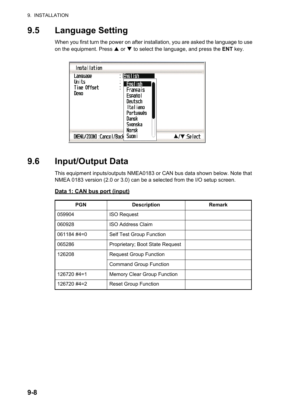 5language setting, 6input/output data, 5 language setting | 6 input/output data | Furuno GP-33 User Manual | Page 76 / 98