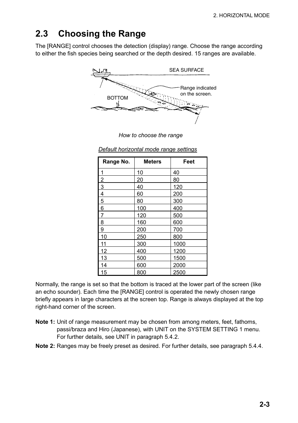 3 choosing the range | Furuno CH-270 User Manual | Page 23 / 118