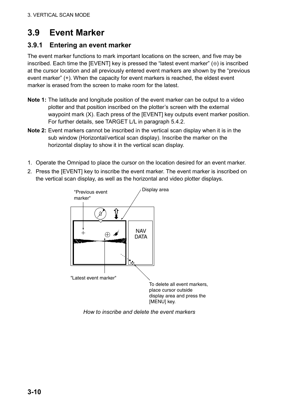 9 event marker, 1 entering an event marker | Furuno CH-270 User Manual | Page 64 / 118