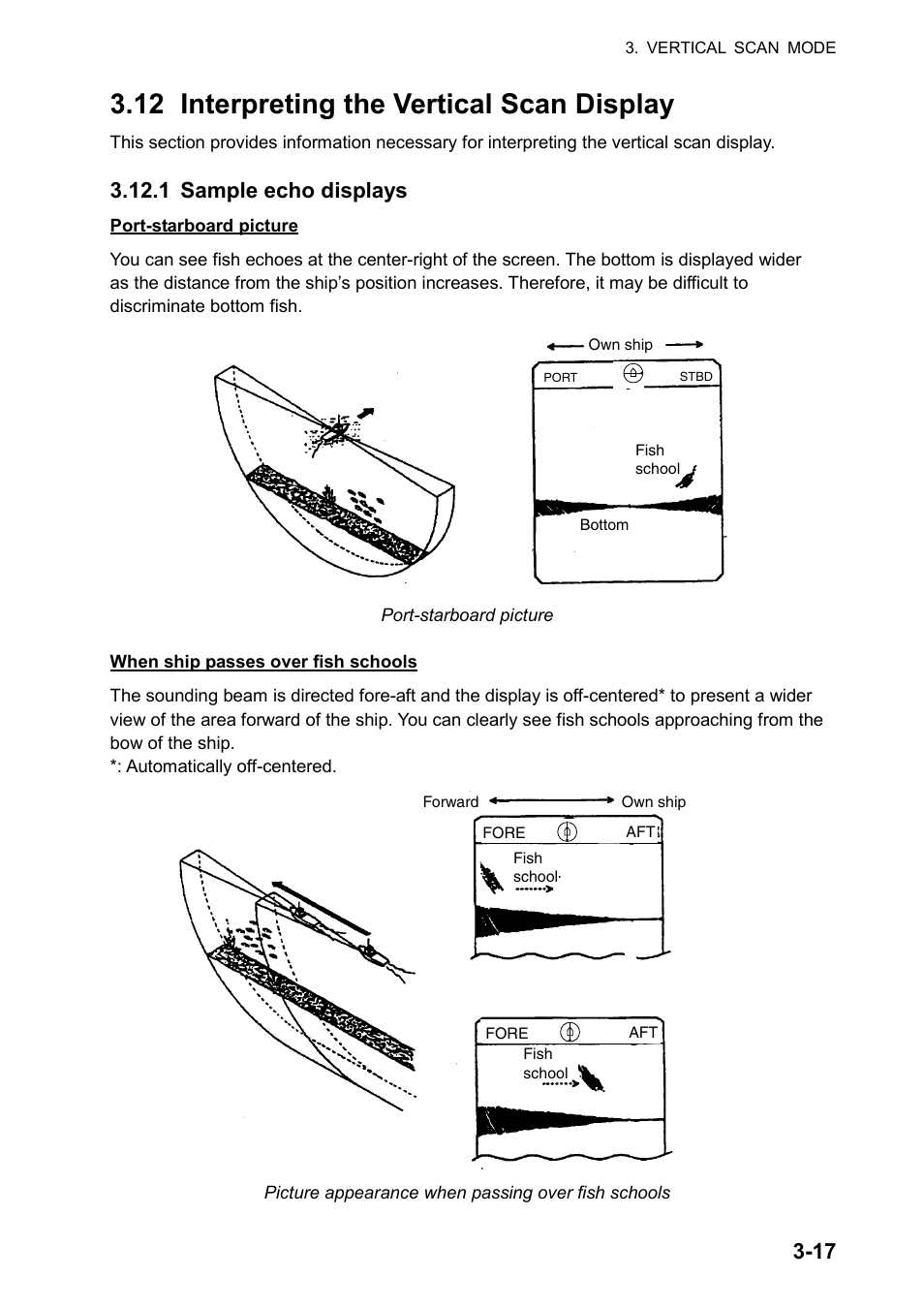 12 interpreting the vertical scan display, 1 sample echo displays | Furuno CH-270 User Manual | Page 71 / 118