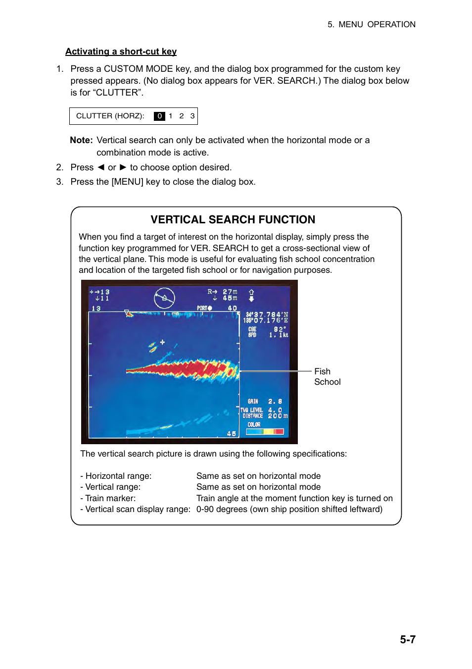 Vertical search function | Furuno CH-270 User Manual | Page 91 / 118
