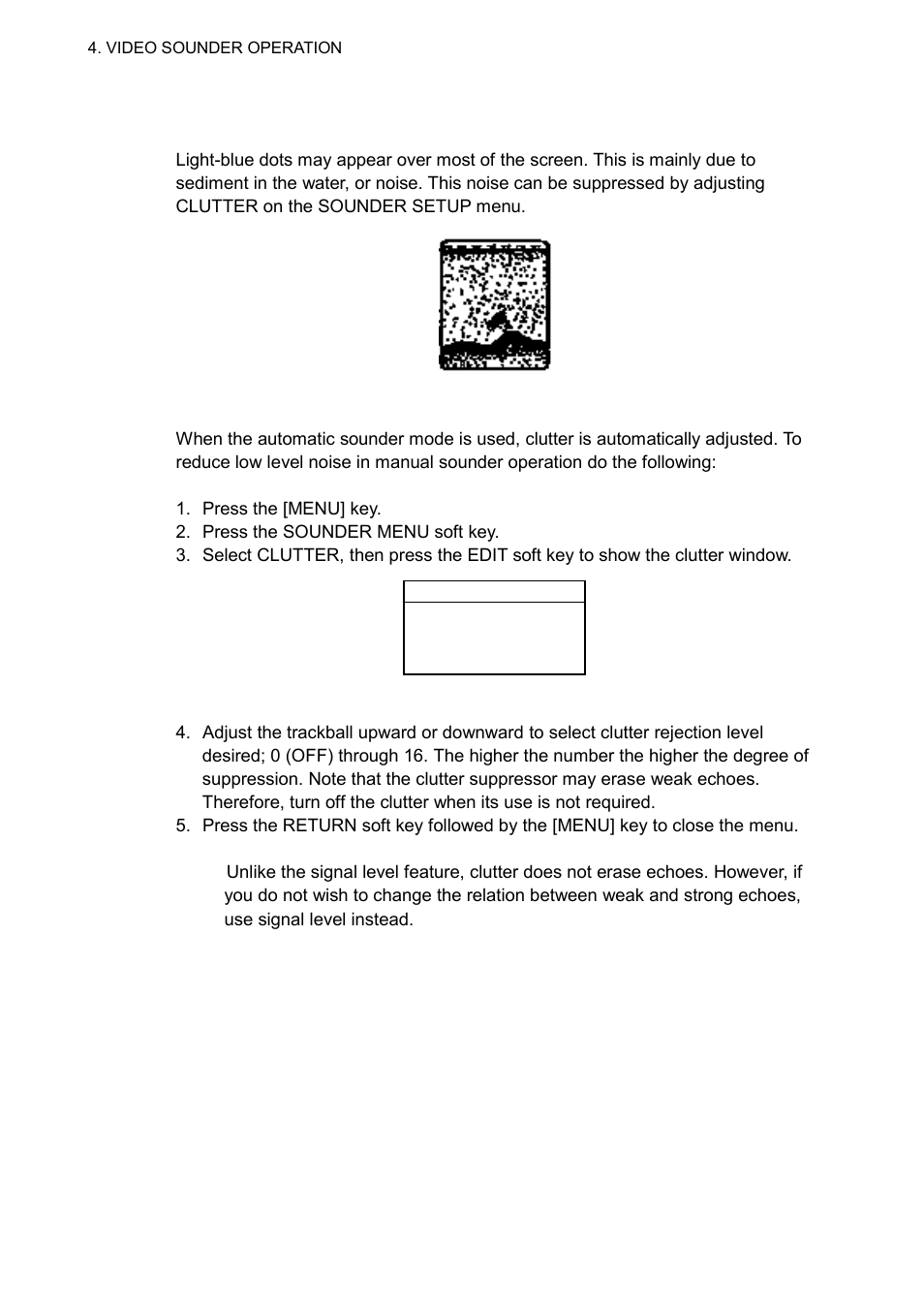 7 reducing low level noise | Furuno COLOR VIDEO PLOTTER 1933C User Manual | Page 158 / 251