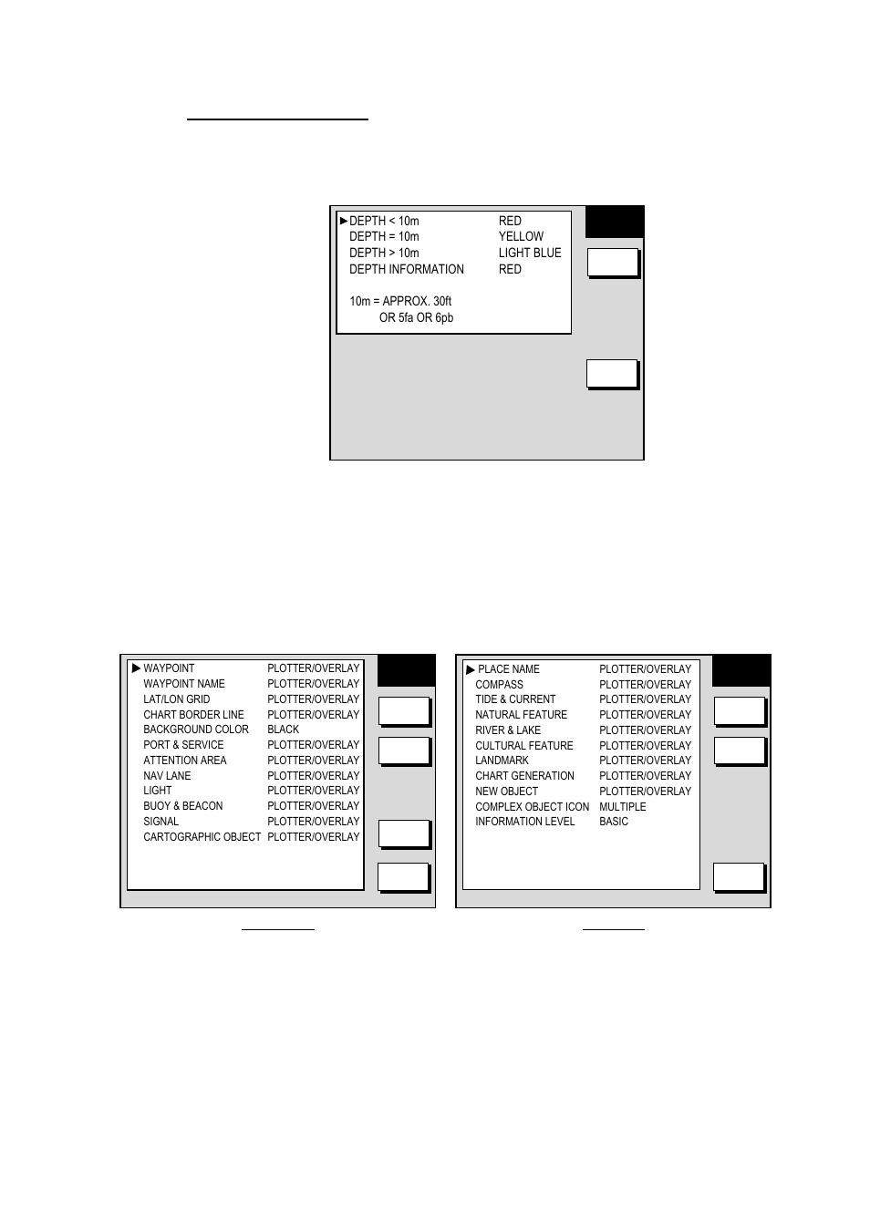 3 c-map chart attributes, Contour line menu (furuno, navcharts, Chart details menu (c-map) | Customizing your unit | Furuno COLOR VIDEO PLOTTER 1933C User Manual | Page 186 / 251
