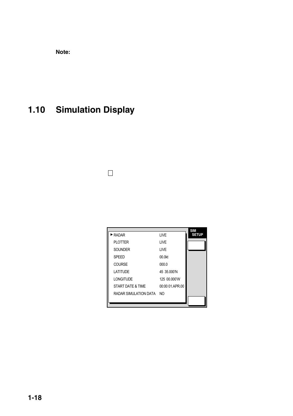 10 simulation display | Furuno COLOR VIDEO PLOTTER 1933C User Manual | Page 32 / 251