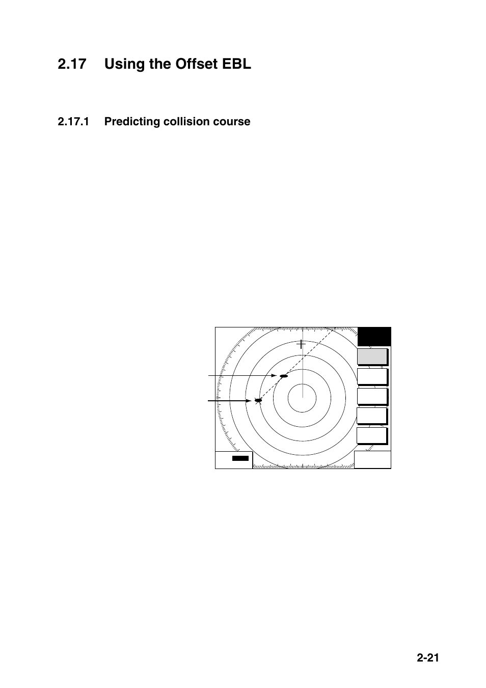 17 using the offset ebl, 1 predicting collision course | Furuno COLOR VIDEO PLOTTER 1933C User Manual | Page 55 / 251