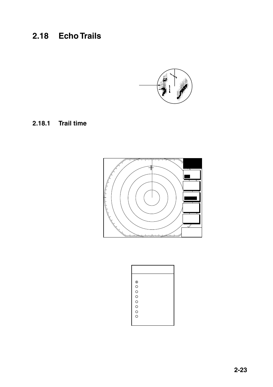 18 echo trails, 1 trail time | Furuno COLOR VIDEO PLOTTER 1933C User Manual | Page 57 / 251