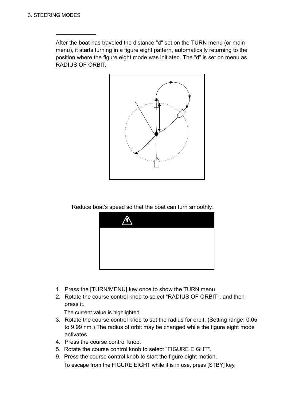 Warning | Furuno NAVPILOT 511 User Manual | Page 30 / 73