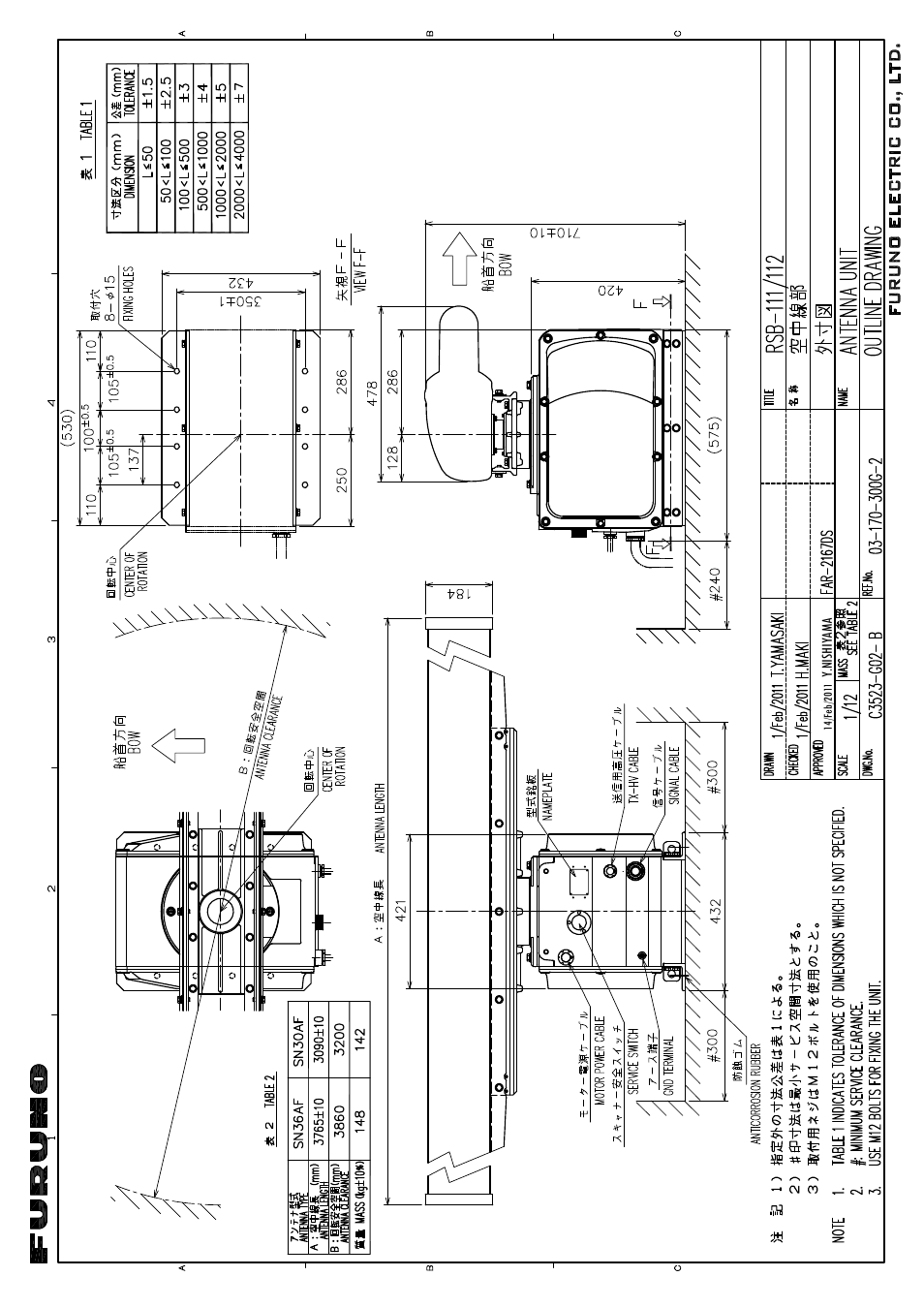 Outline drawings | Furuno 2167DS-BB User Manual | Page 91 / 111