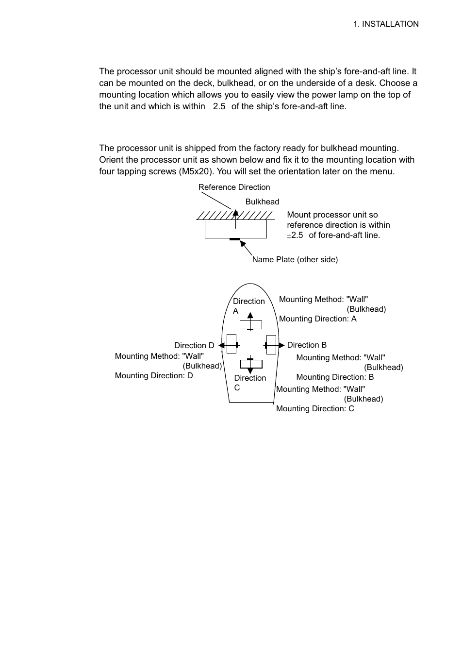 3 installing the processor unit, 1 bulkhead mount | Furuno SC-110 User Manual | Page 19 / 89