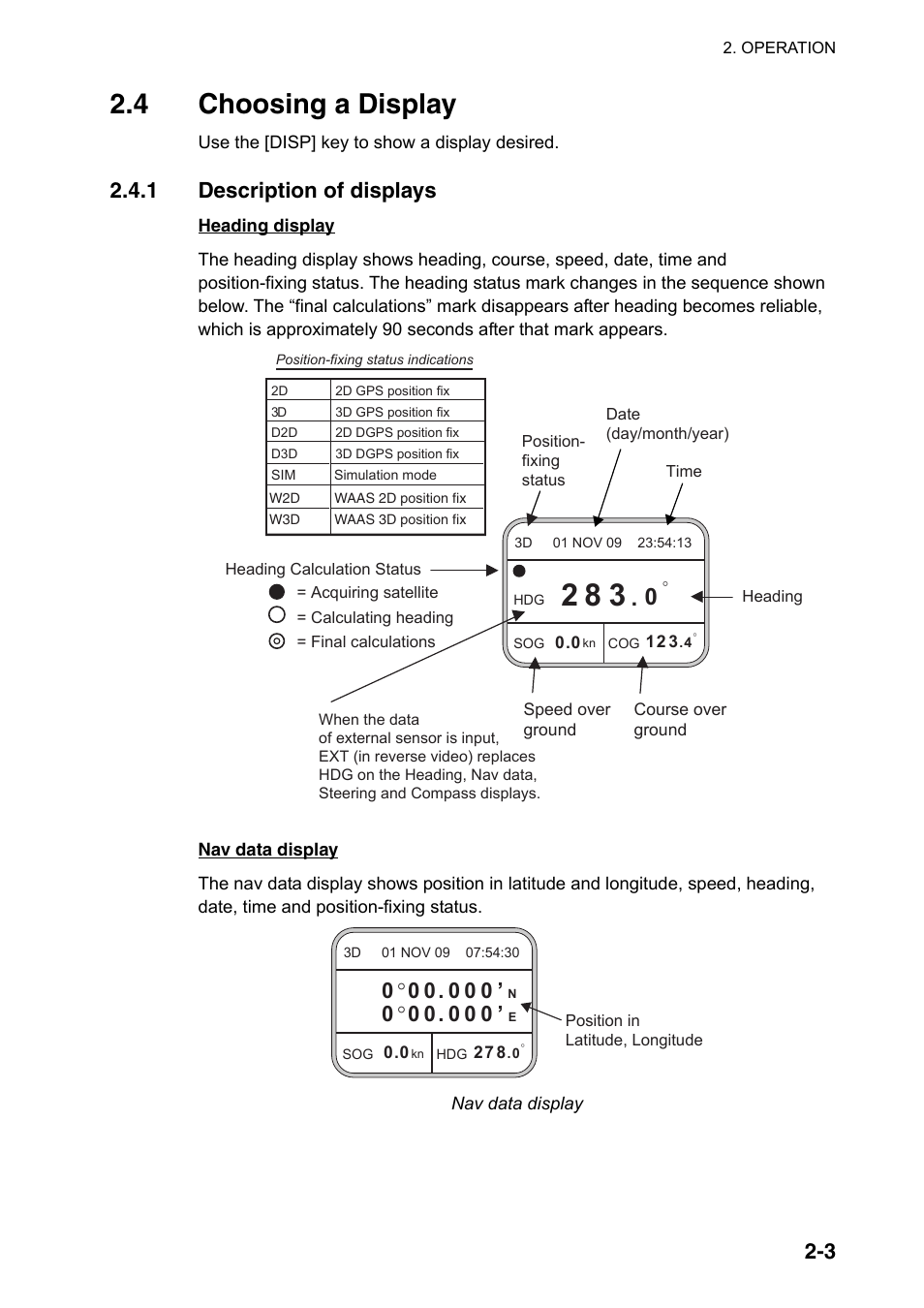 4 choosing a display, 1 description of displays | Furuno SC-110 User Manual | Page 33 / 89