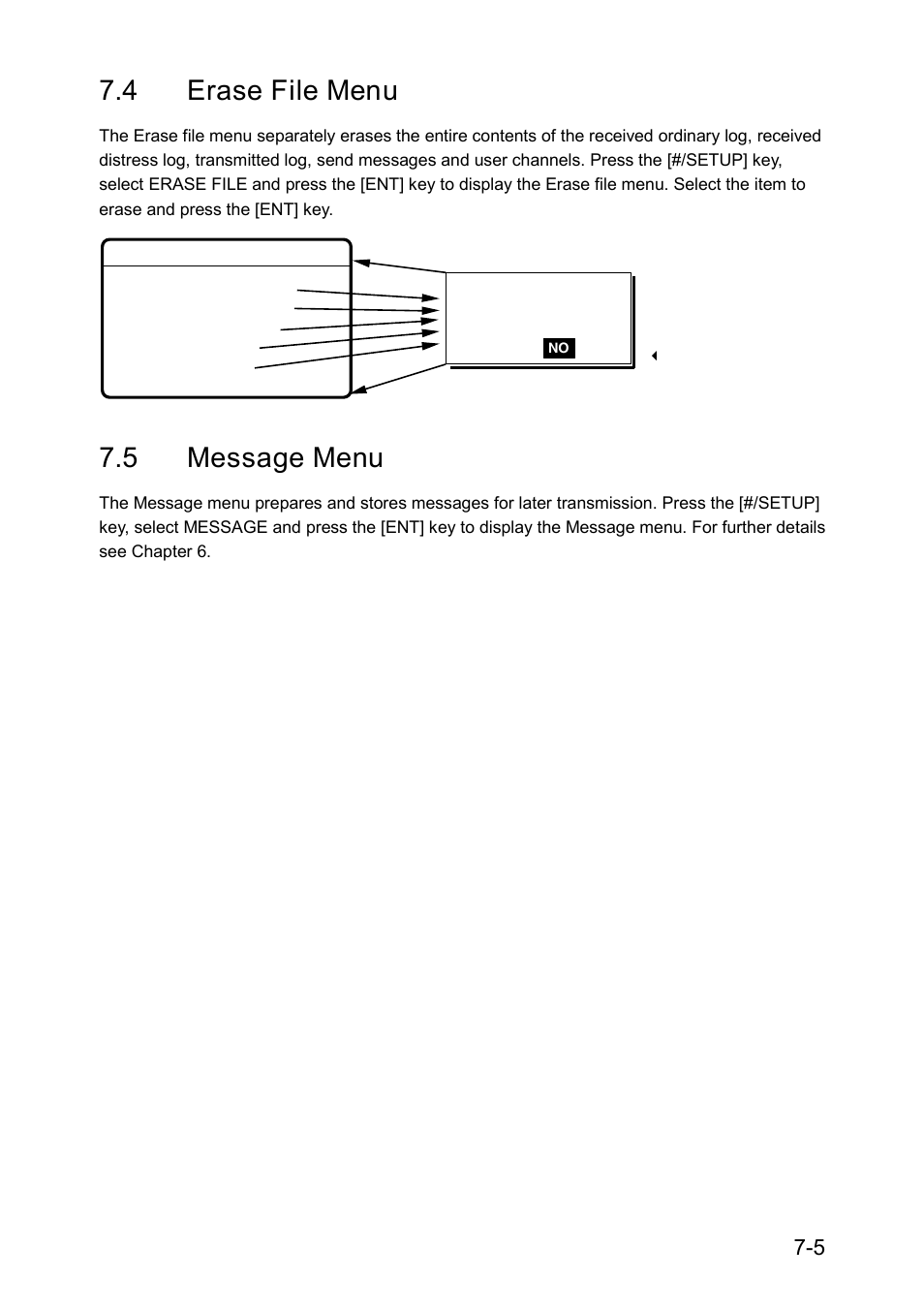 4 erase file menu, 5 message menu | Furuno RC-1500-1T User Manual | Page 145 / 418