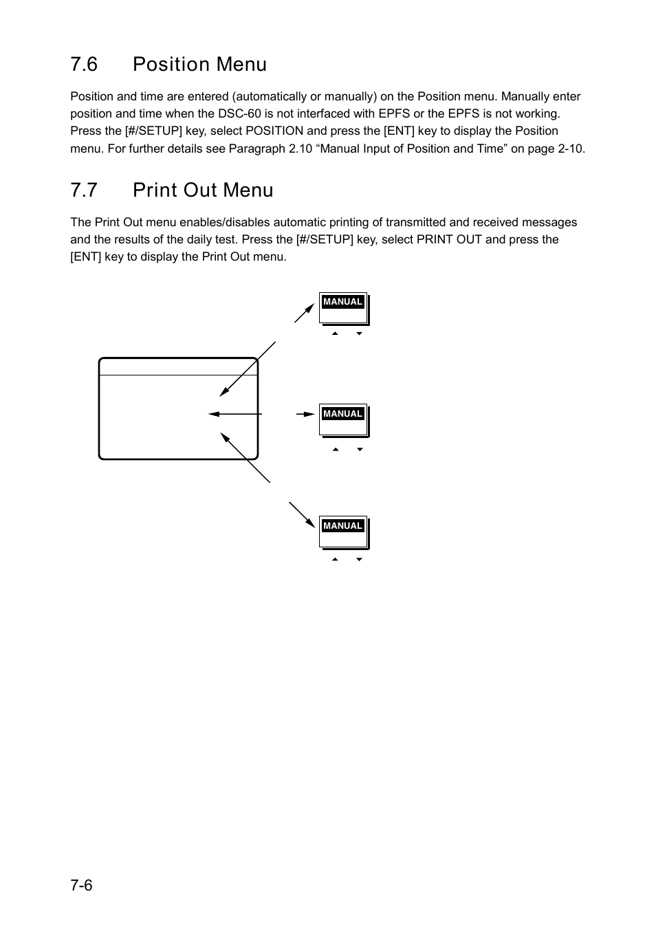 6 position menu, 7 print out menu | Furuno RC-1500-1T User Manual | Page 146 / 418