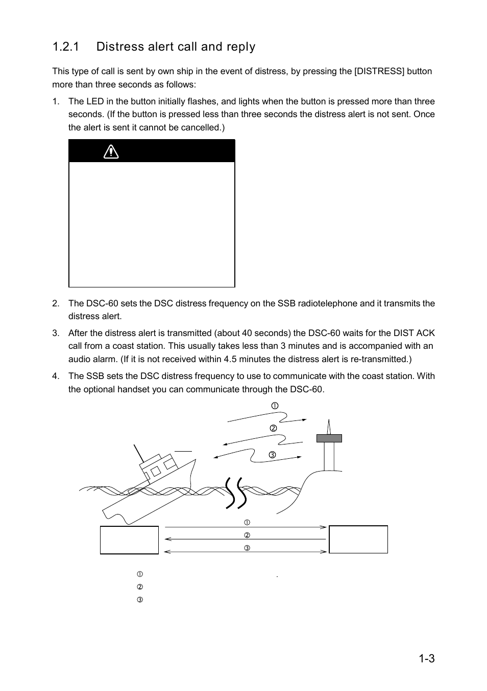 Warning, 1 distress alert call and reply | Furuno RC-1500-1T User Manual | Page 33 / 418