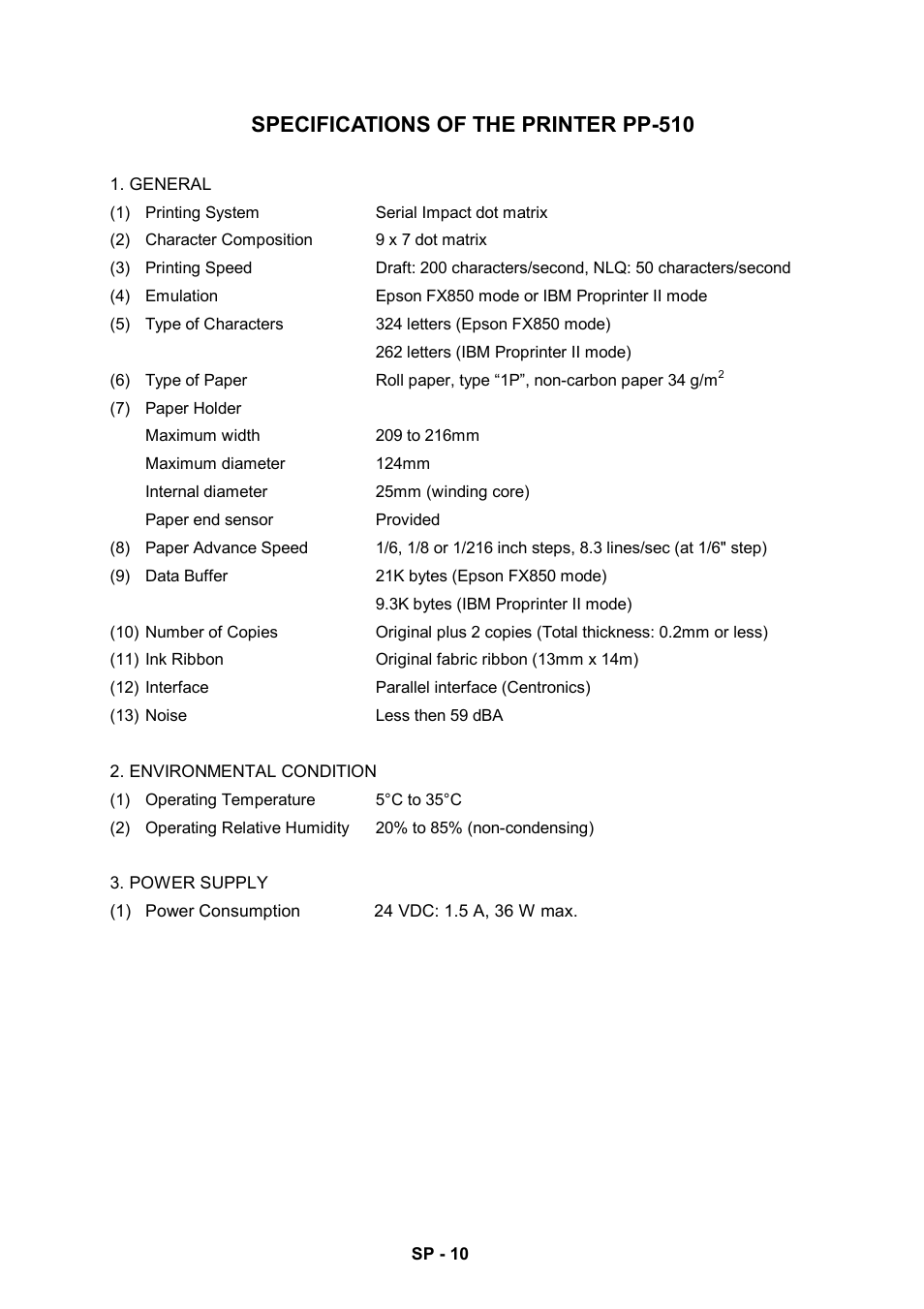 Specifications of the printer pp-510 | Furuno RC-1500-1T User Manual | Page 416 / 418