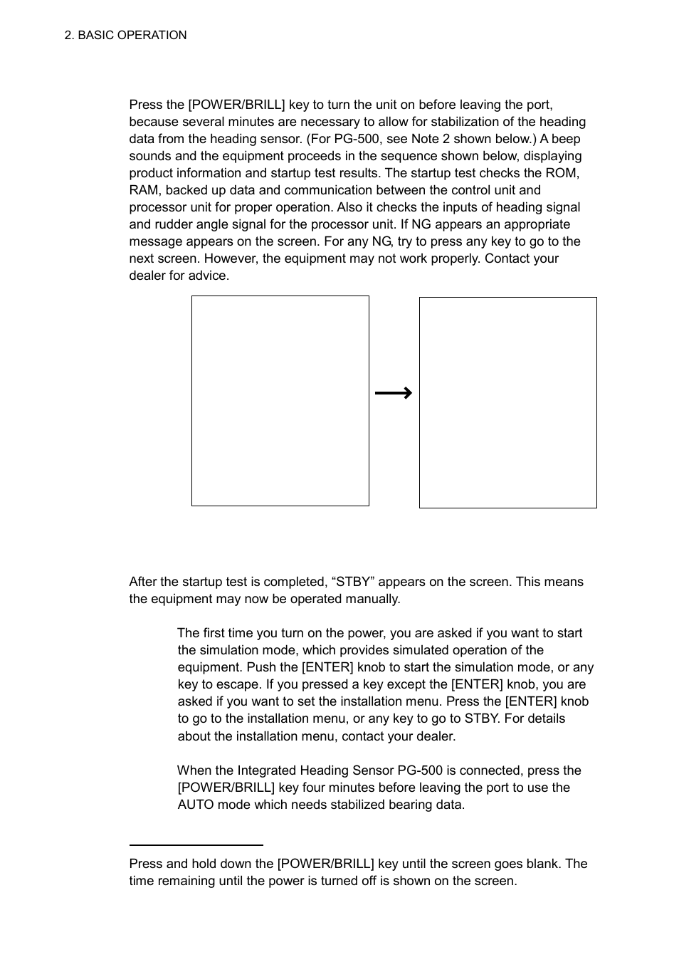 2 turning on/off, Auto pilot navpilot-500 | Furuno NAVpilot NAVpilot-500 User Manual | Page 11 / 73