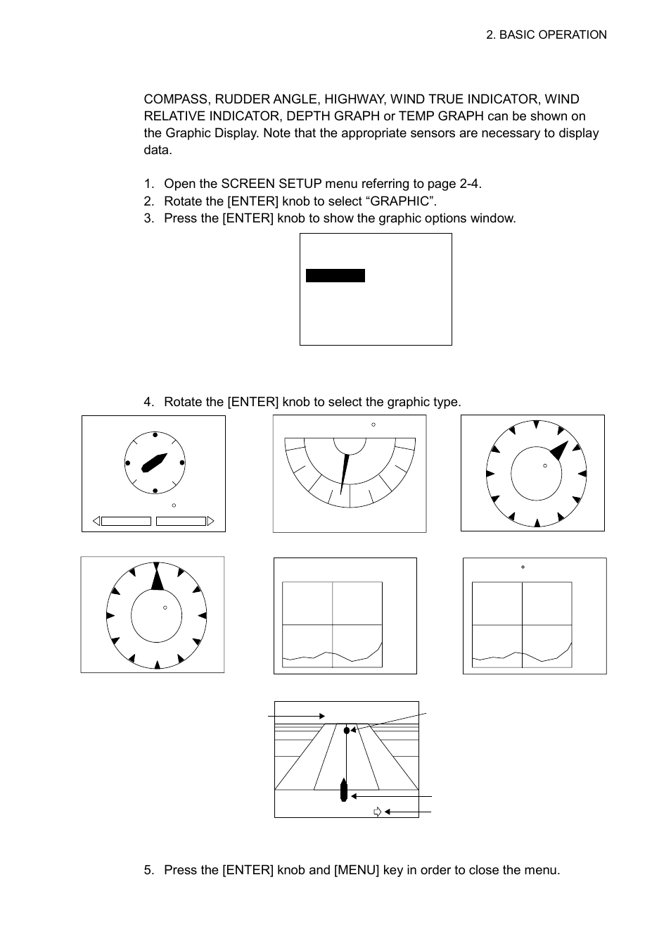 7 2.4.2 selecting the display on graphic display | Furuno NAVpilot NAVpilot-500 User Manual | Page 16 / 73